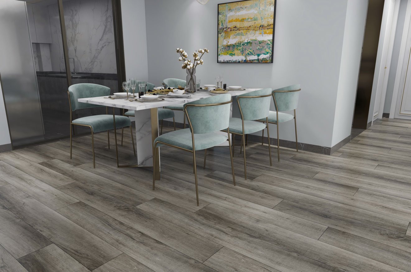SP101 elegant dining room dark gray floor ellie luxury vinyl flooring orlando