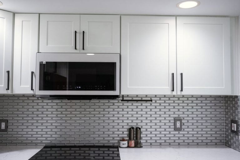 dove white rta cabinets subway tile
