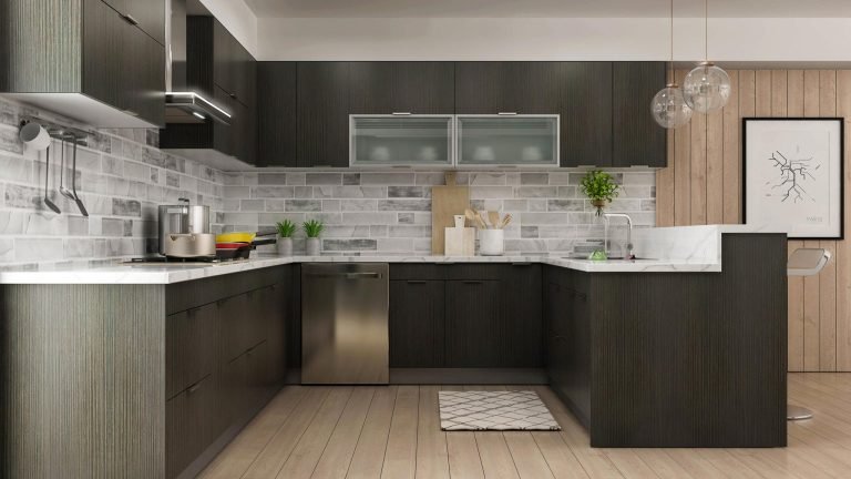 frameless dark custom kitchen cabinets seattle