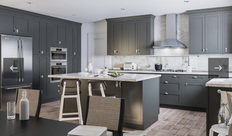 gray framed custom kitchen cabinets seattle