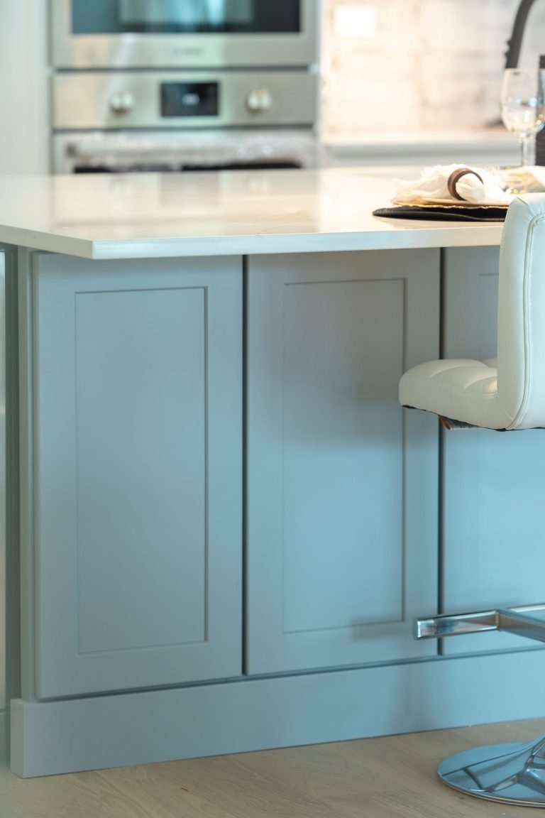 light gray island rta cabinets