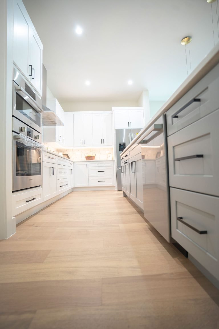 white rta cabinets light wood flooring seattle